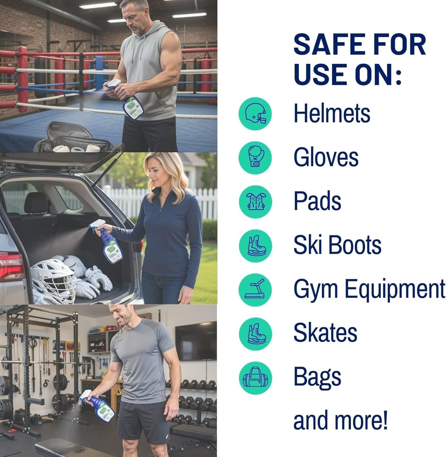 Cleaning Spray for Sports and Gym Equipment - Shoe Deodorizer, Yoga Mat Cleaner, Boxing Glove Deodorizer - Natural and Plant Based, 16 Fl Oz (1-Pack)