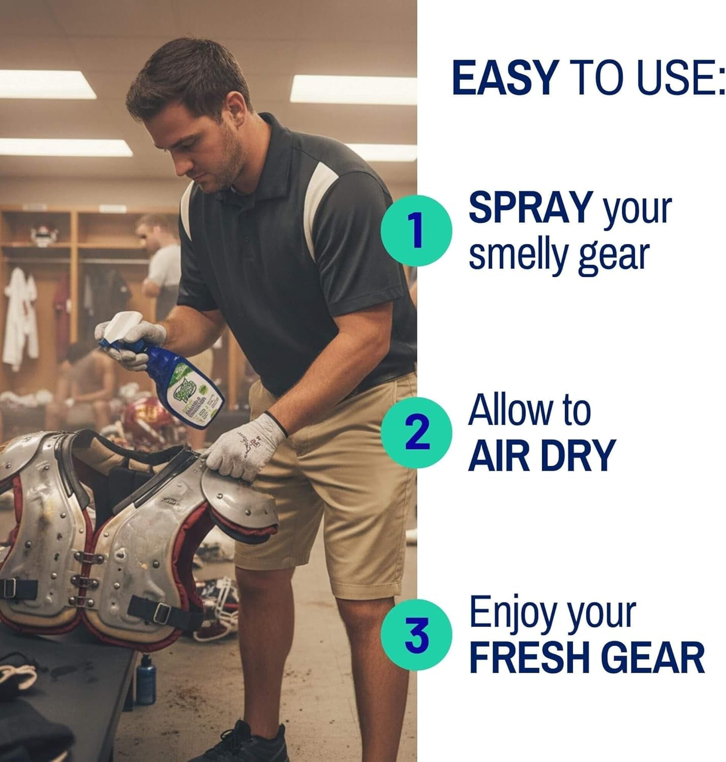 Cleaning Spray for Sports and Gym Equipment - Shoe Deodorizer, Yoga Mat Cleaner, Boxing Glove Deodorizer - Natural and Plant Based, 16 Fl Oz (1-Pack)