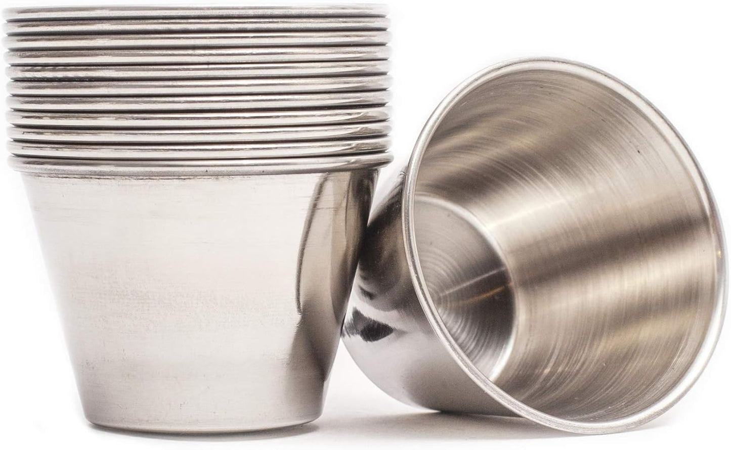 4 Oz Ramekin Stainless Steel Condiment Dipping Sauce Cups Au Jus Commercial Grade (12, 4 Oz)
