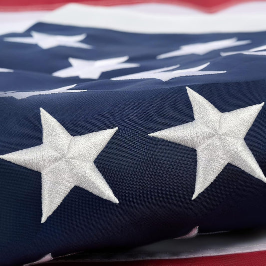 American Flag 4X6 FT Outdoor - Made in USA, USA Heavy Duty Nylon US Flags with Luxury Embroidered Stars, Sewn Stripes and 2 Brass Grommets